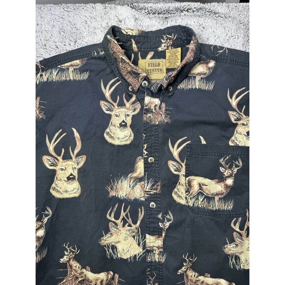 Outdoor‎ Life Shirt Mens Large Deer AOP Button Up Hunting Cotton Field Tested - Picture 4 of 9